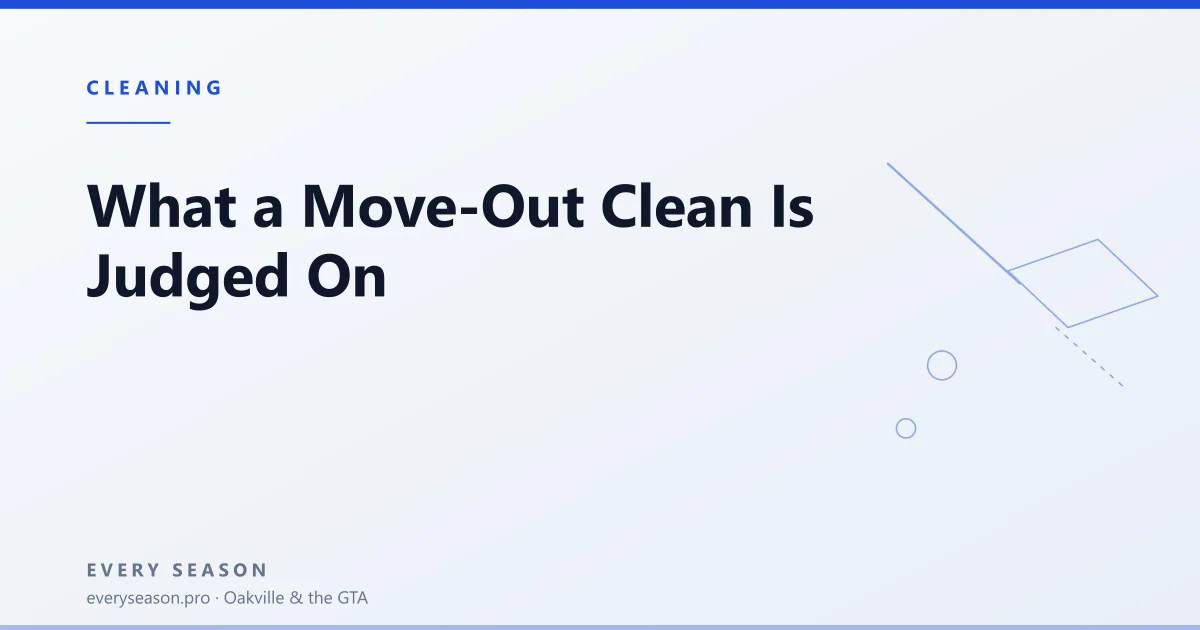 Editorial banner reading 'What a Move-Out Clean Is Judged On' with a line-drawn squeegee motif